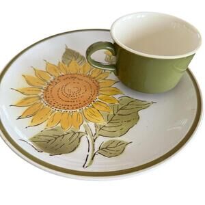 Vintage Esperanto “Sunshine” Plate And Cup Set Japan MCM Sunflower